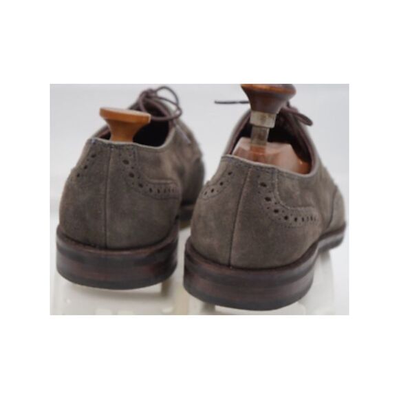 NWT ALLEN EDMONDS Mens Gray Round Toe Block Heel Leather Oxford Shoes 9.5 D